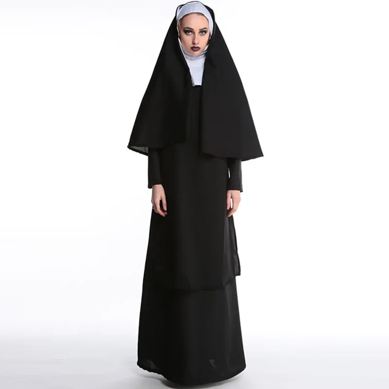 

Adult Women Classic Nun Costume Halloween The Virgin Mary Costume Sexy Fancy Dress Sister Party Outfit The Role Of Nun Costumes