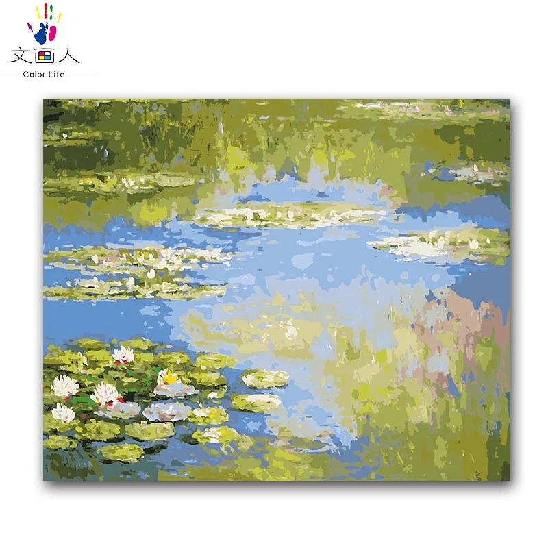 Пейзаж Живопись по номерам ВОДНЫЕ ЛИЛИИ Monet diy масляная живопись с наборами