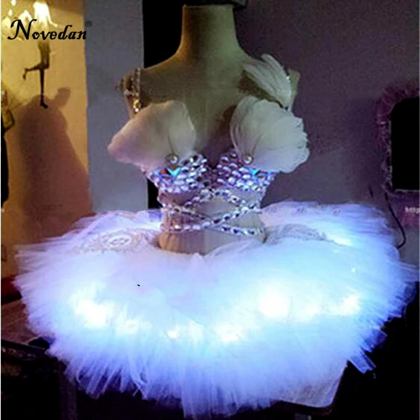 Кристаллы пера Стразы Крылья светодиодный костюм для выступлений танцев|costumes