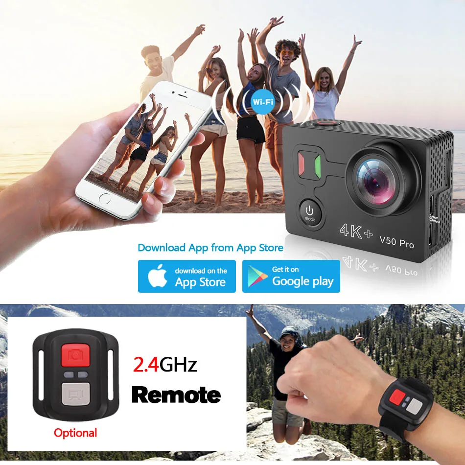 Экшн-камера eken V50 Pro Ambarella A12 IMX258 с датчиком реального 4K 30FPS мотоциклетная камера WiFi Go Водонепроницаемая мини Спортивная камера