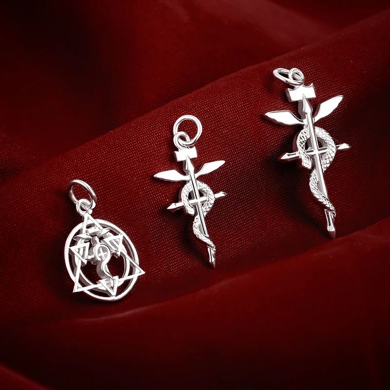 Цепочка Из цельнометаллического аниме Алхимик со змеиным крестом кулон для