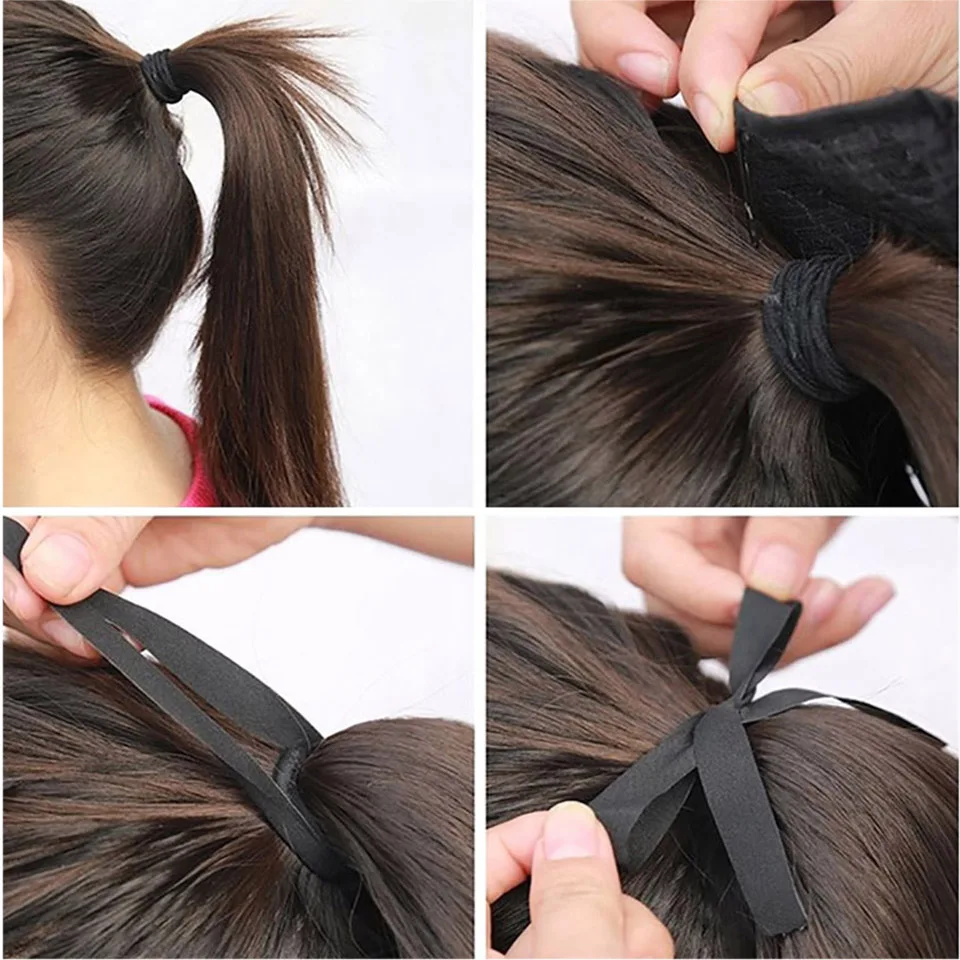 MEIFAN Long Synthetic Afro Kinky Curly Ponytail Hair Pieces Ribbon Drawstring Clip on Ponytail Hair Extensions False Hair Pieces
