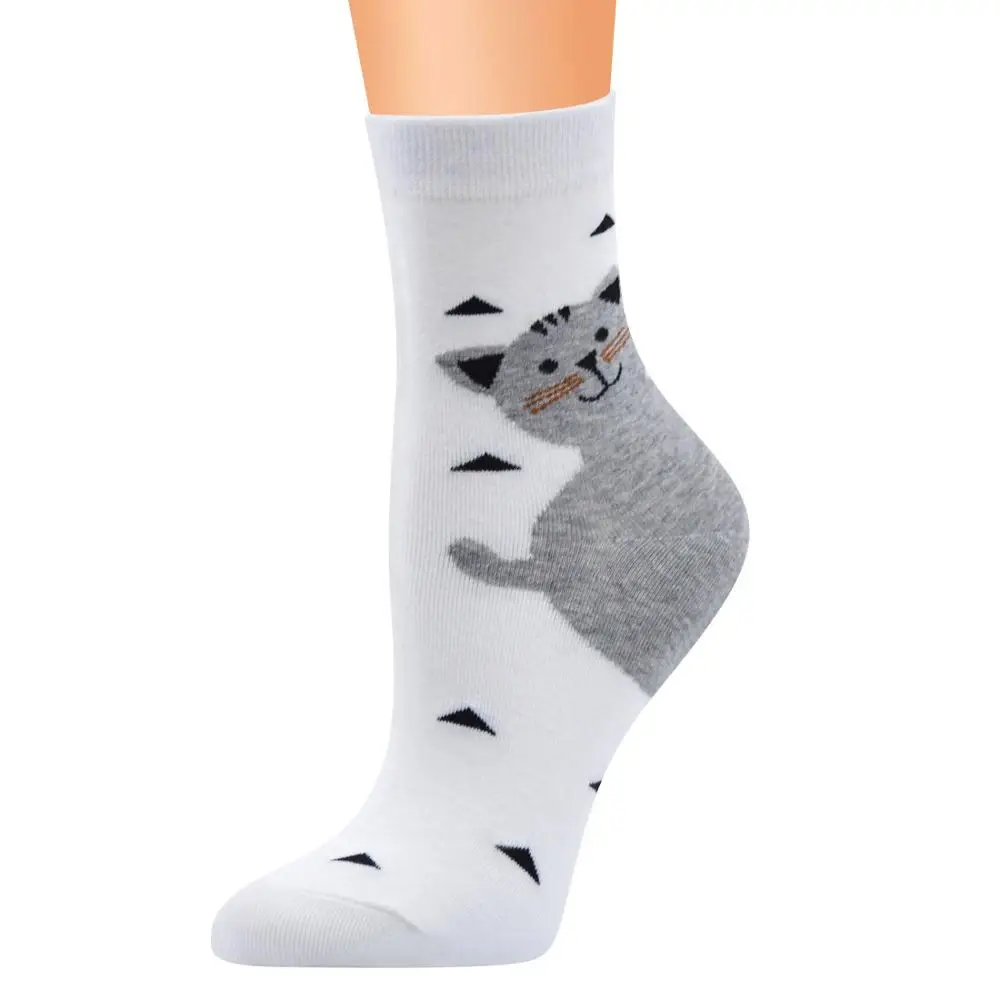 Newly Women Fashion Ankle Socks Kawaii Cartoon Cat Cotton Socks For Female Girl Lovely Cartoon Meias Sokken Cute Footwear