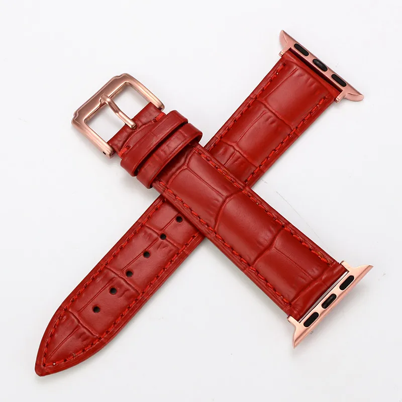 Pin-red--rose-gold Ремешок для Apple Watch кожаный ремешок для iwatch Бабочка Пряжка браслет для Apple Watch 4 44 мм 38 мм 42 мм 40 мм ремешки - Цвет ремешка: Pin-red--rose-gold