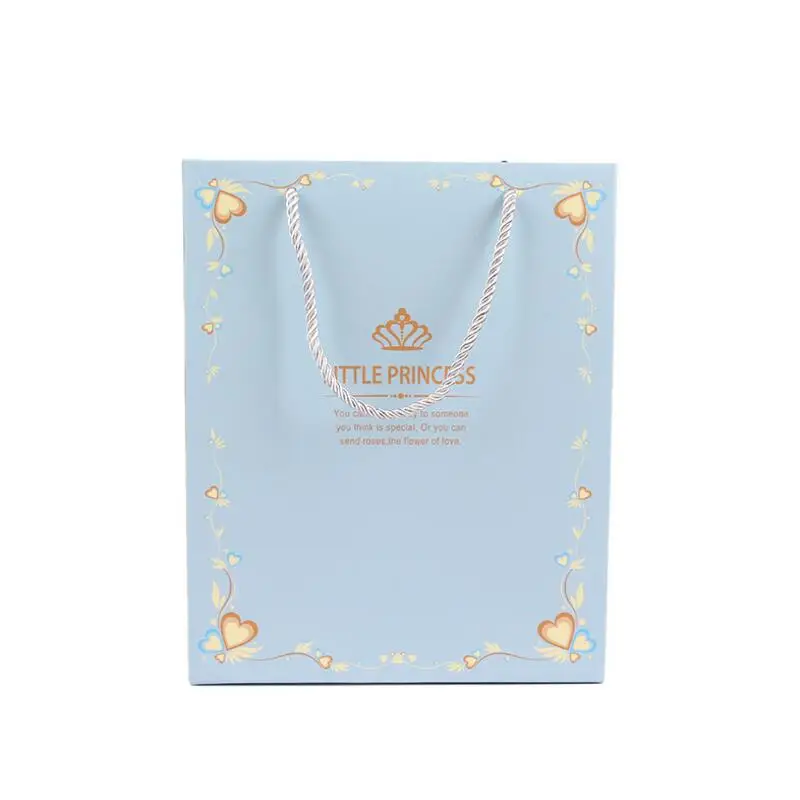 

10pcs/lot Blue Pink Small Paper Gift Bag with Handle Christening Gender Reveal Gift Bags Kids Birthday Party Gift Package Bags