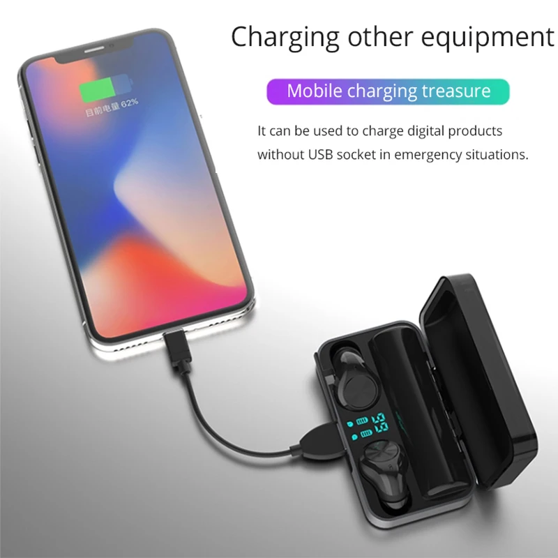 TWS Bluetooth наушники 5,0 мини спорт HIFI стерео Мощный светодиодный дисплей Touch беспроводные наушники игровая гарнитура с микрофоном зарядная коробка