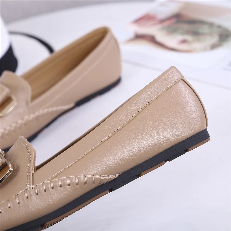 2019 Женские Кожаные Классические балетки на плоской подошве мягкие лоферы