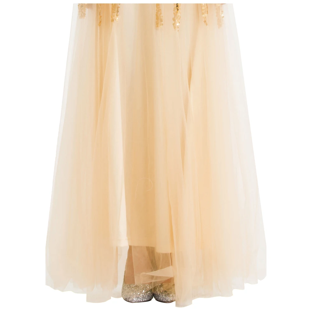 Женское винтажное платье без бретелек Angel fashions золотистое бальное расшитое