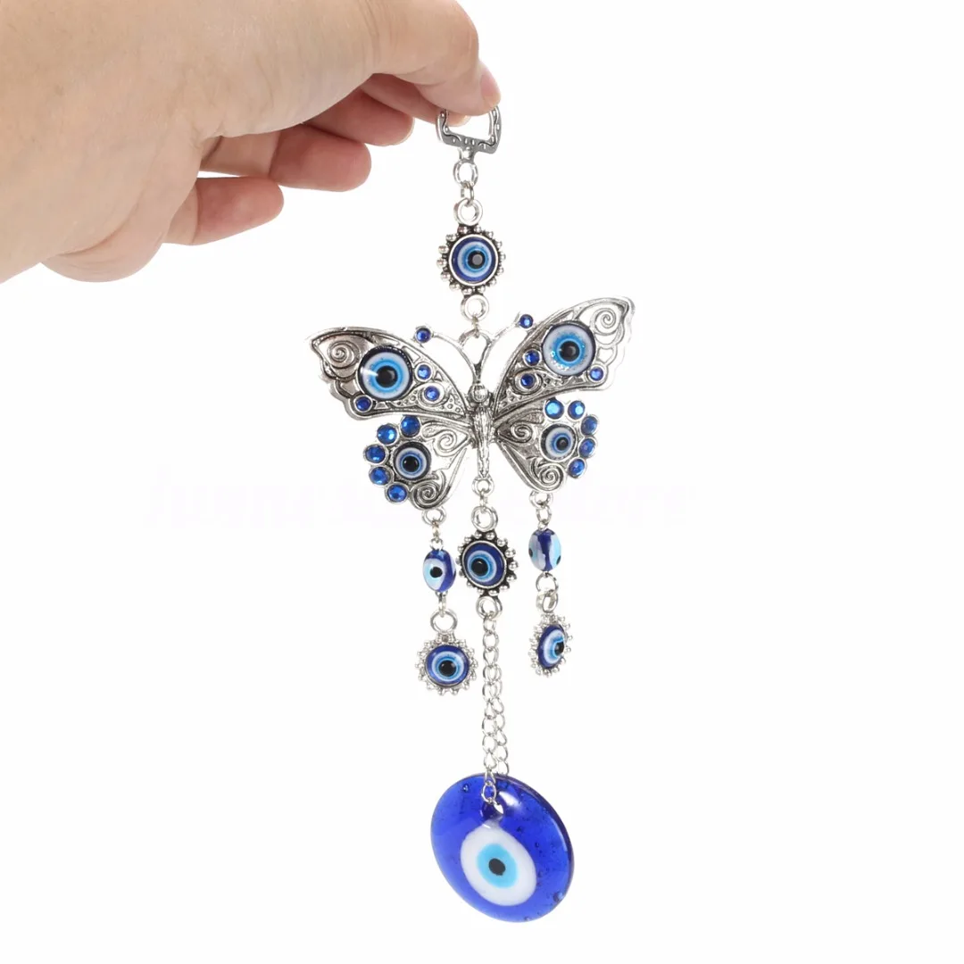 JX-LCLYL 20 см Lucky Butterfly турецкий синий стеклянный злой амулет в виде глаза настенный Декор для дома