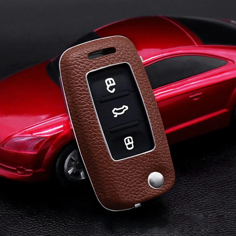 brown single shell Автомобильный брелок для ключей Корпус брелок для VW гольф Бора Jetta модели авто Polo, Golf, Passat для Skoda Octavia A5 Fabia сиденье Ibiza Leon стайлинга автомобилей - Название цвета: brown single shell