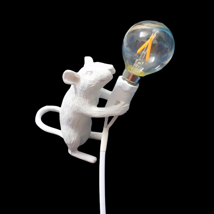 Современная лампа для мыши настольная LED черный белый золотой животные мышь