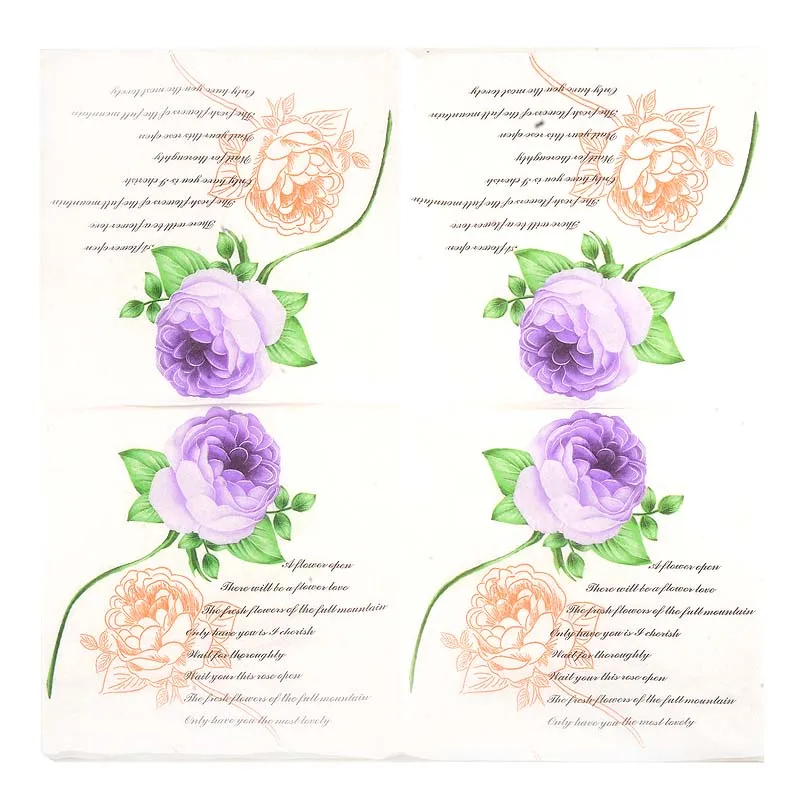 Новая белая красивая роза цветы Бумага салфетки кафе и вечерние тканевые