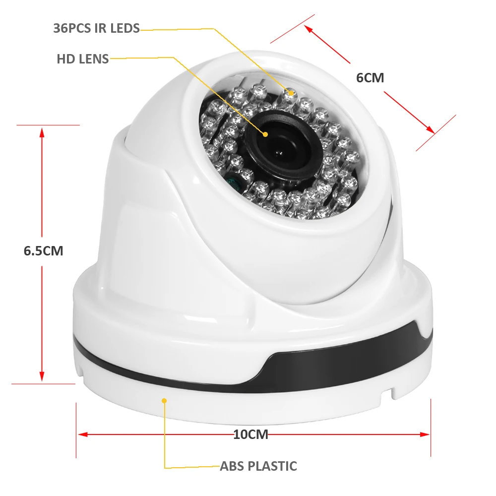 

AZISHN AHD camera 5MP 1/3" SC3035/OV4689 2560*1920 Dome camera indoor 36IR LEDS Security Surveillance Camera IR Cut cctv camera