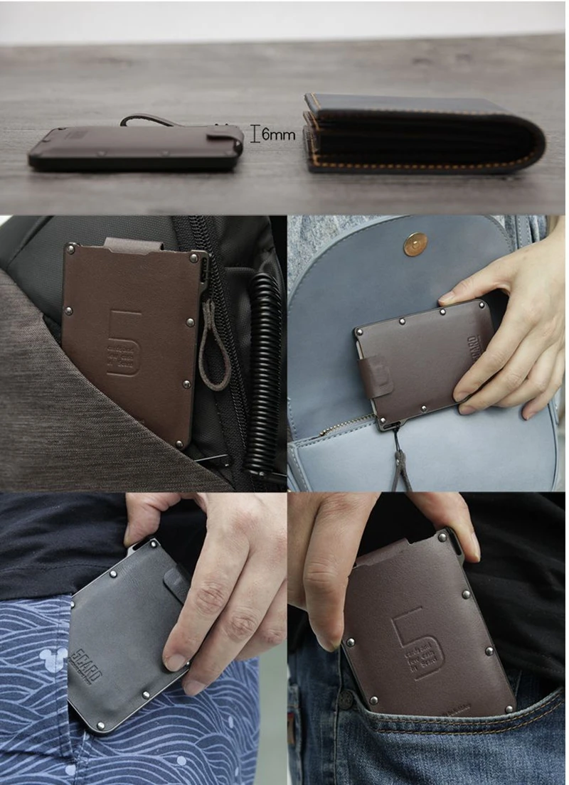 Новое поступление RFID Блокировка кредитный держатель для карт натуральная кожа унисекс бизнес ID Держатели алюминиевая коробка кошельки для карт