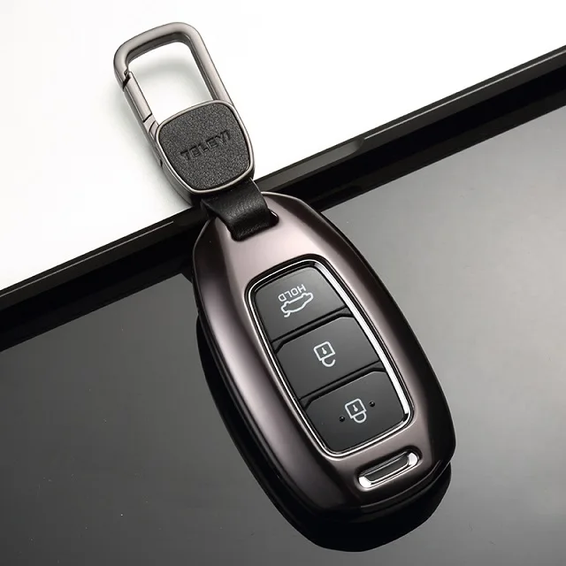 01 Чехол для ключей автомобиля из алюминиевого сплава, чехол для hyundai i30 Ix35 Solaris Azera, грандиозный Ig Accent Santa Fe Palisade KONA Encino - Название цвета: 01