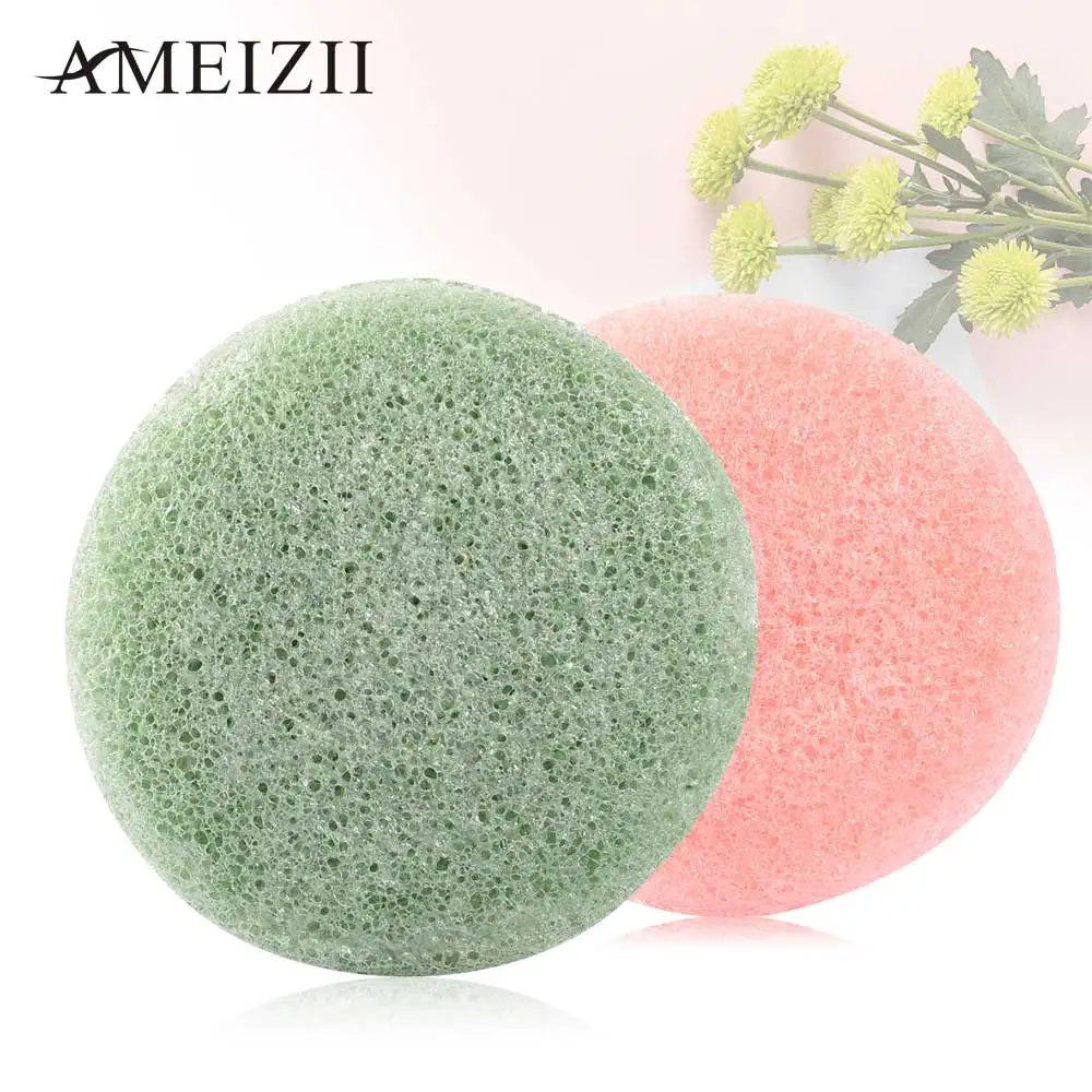 Круглая Коньячная губка AMEIZII 1 шт. косметическая для чистки лица натуральная