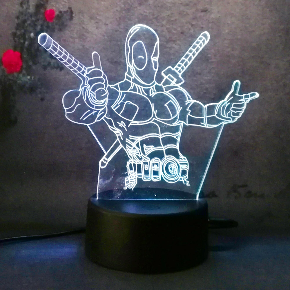 Cool Marvel Hero 3D ночник 7 цветов Человек паук Железный человек Бэтмен чудо женщина