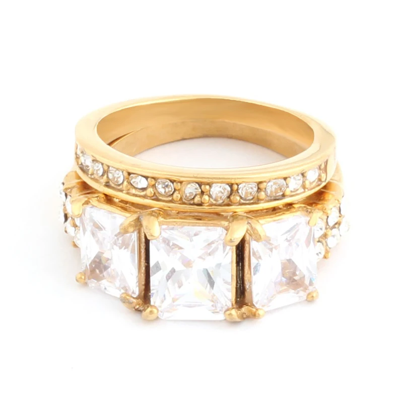 Набор Колец Tigrade из нержавеющей стали золотого и серебряного цвета Женское