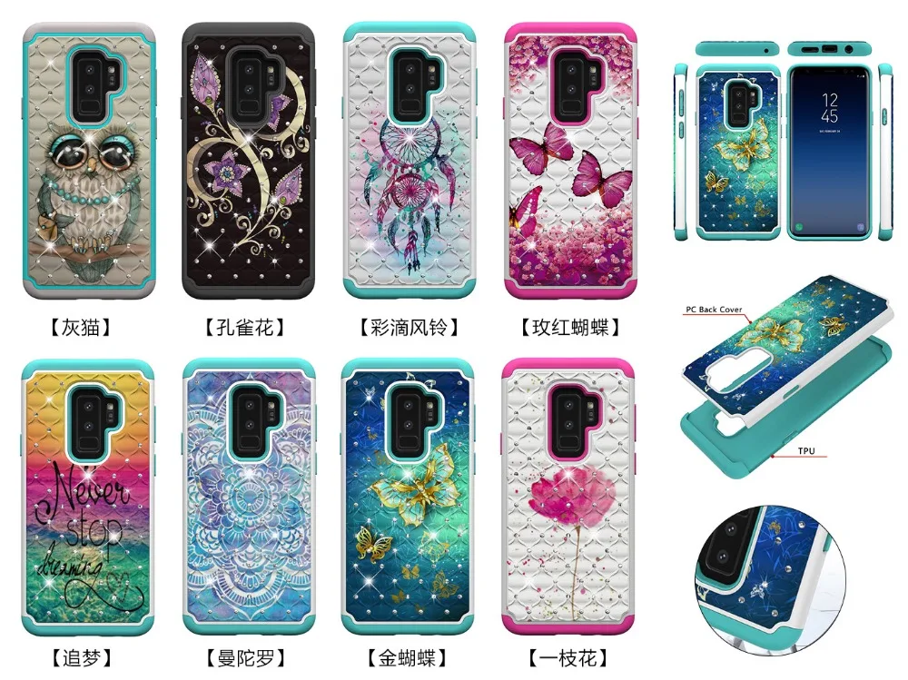 Сверхмощный чехол для Samsung Galaxy S8 S9 Plus J3 J327 J727 J7 Prime J2 Core Note 9 On7 Bling Butterfly Flower PC