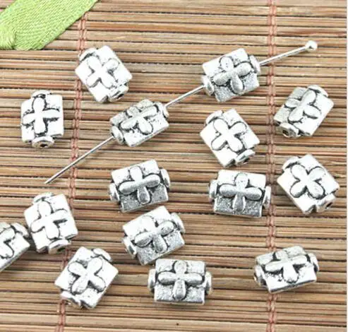 

tibetan silver color 2SIDED cross pattern spacer beads 30pcs