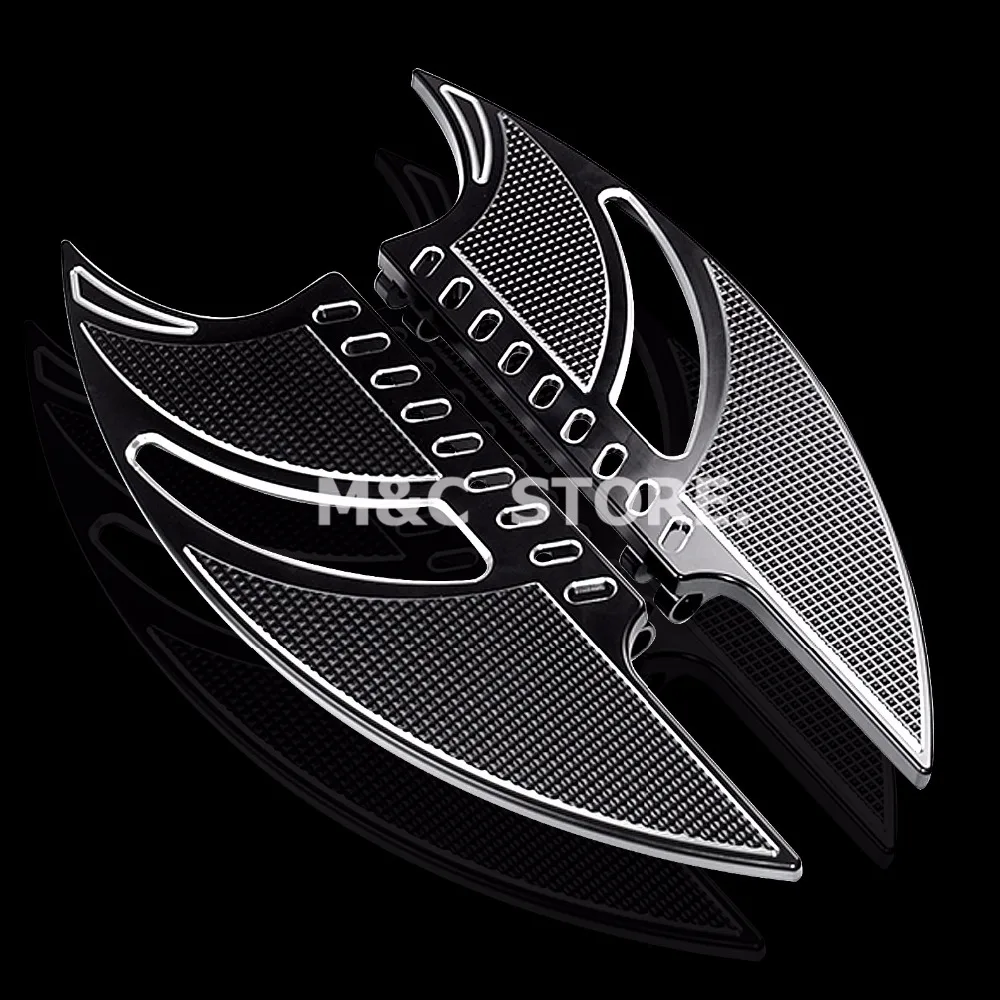 Черные ножные подстилки Tomahawk с ЧПУ передние направляющие для ног моделей Harley Touring