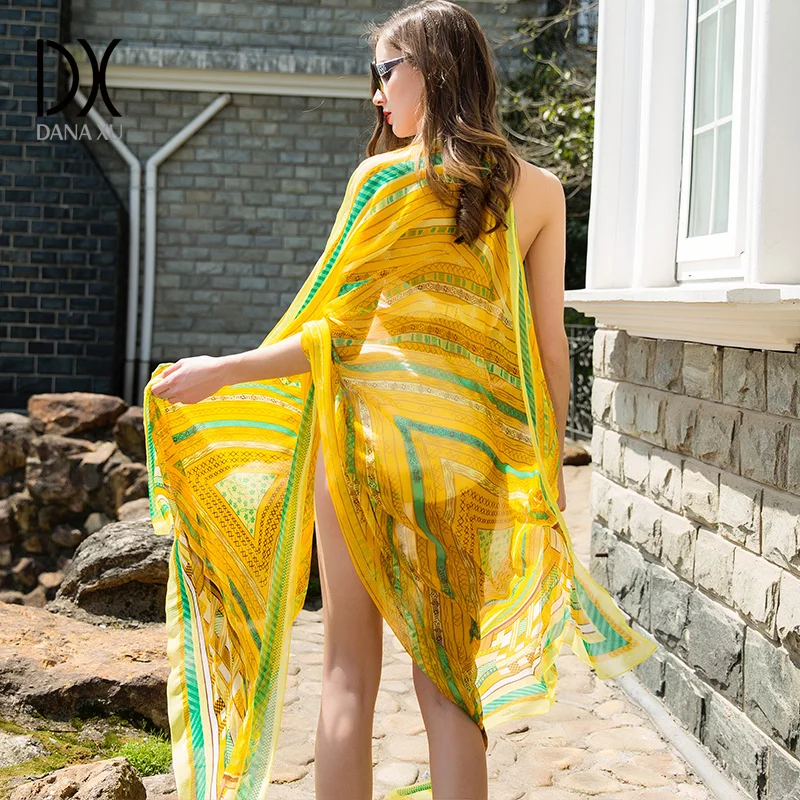 245*110cm Silk Scarf Luxury Brand Women Shawls New Fashion Long Yellow Airplane Pure Bandana Scarves Blanket Hijab Face Shield |