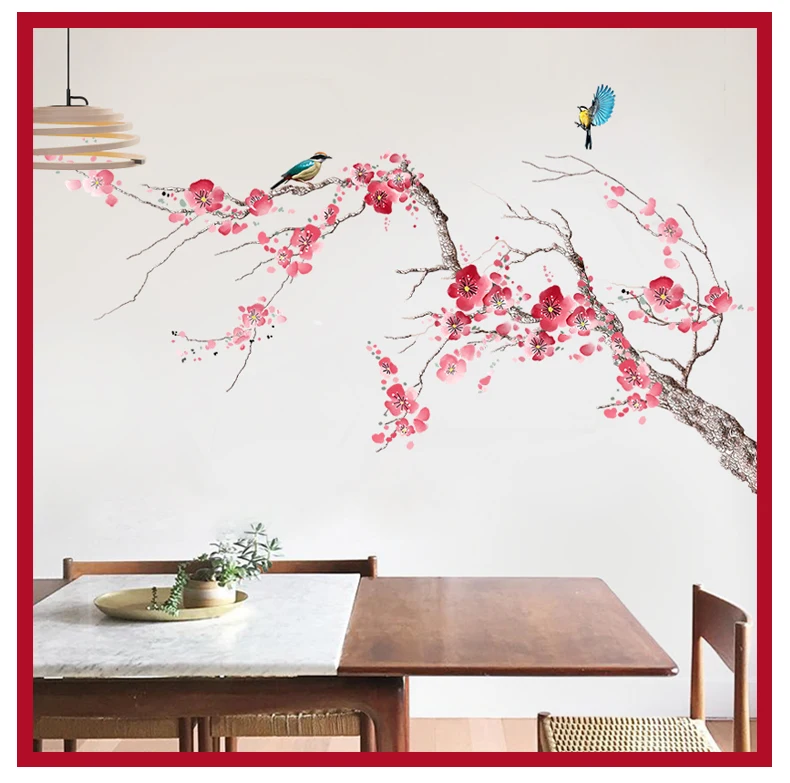 70*115 см, китайский стиль, элегантный цветок персика, домашний декор, настенная наклейка, сделай сам, цветок, птица, украшение для гостиной, ВИНТАЖНЫЙ ПЛАКАТ