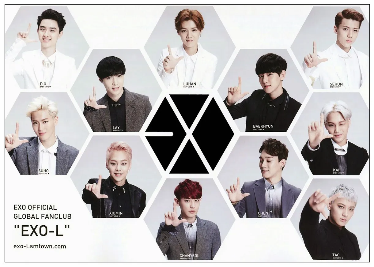 S006 Kpop постер EXO белая бумага с покрытием для печати, настенная наклейка, украшение для дома, стены, художественный плакат - Цвет: S006