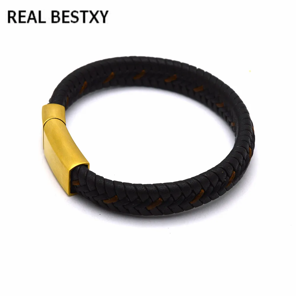 REALBESTXY Black Leather Bangle Cord Bracelets with magnetic Clasp DIY Women Men Jewelry Findings leather bracelet men | Украшения и