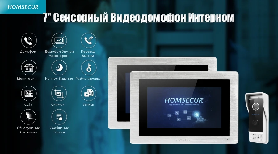 HOMSECUR " Свободные Руки Видеодомофон внутренней безопасности двойной-путь-Интерком