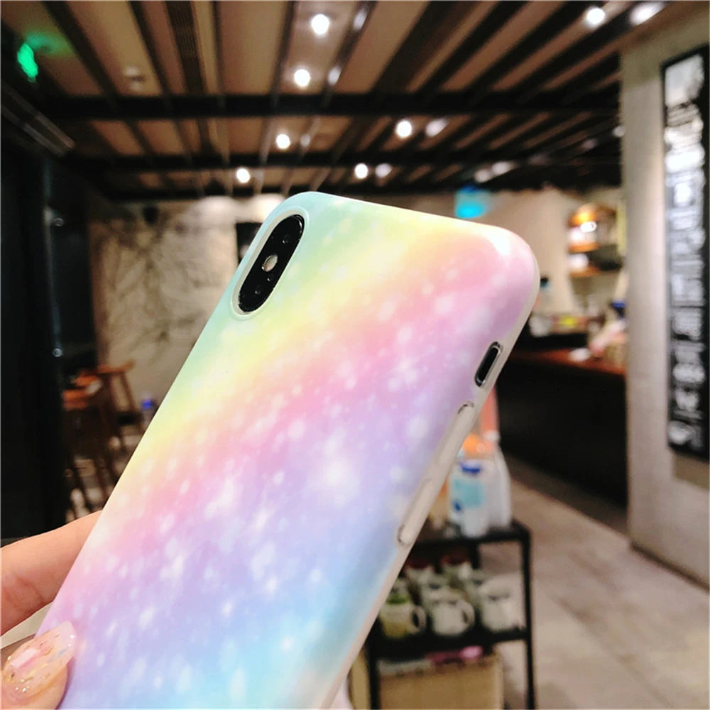 Cases For Iphone 8 High Quality Soft TPU Matte Shockproof Phone Case 8Plus Rainbow Lovely Gradient Pattern Back Cover |
