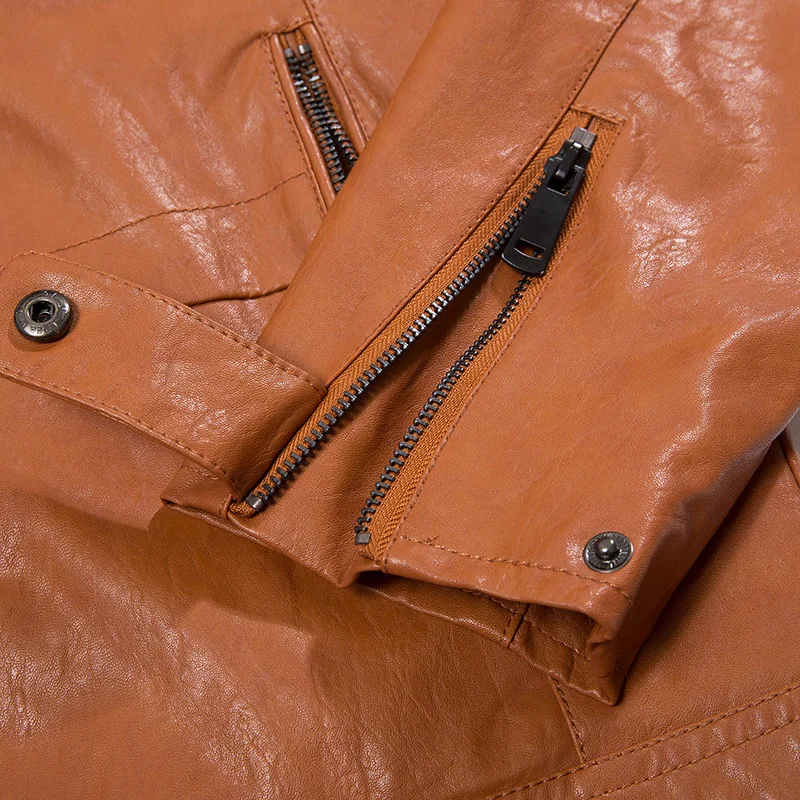 2018 мужские кожаные куртки повседневные парки однотонная Толстая винтажная