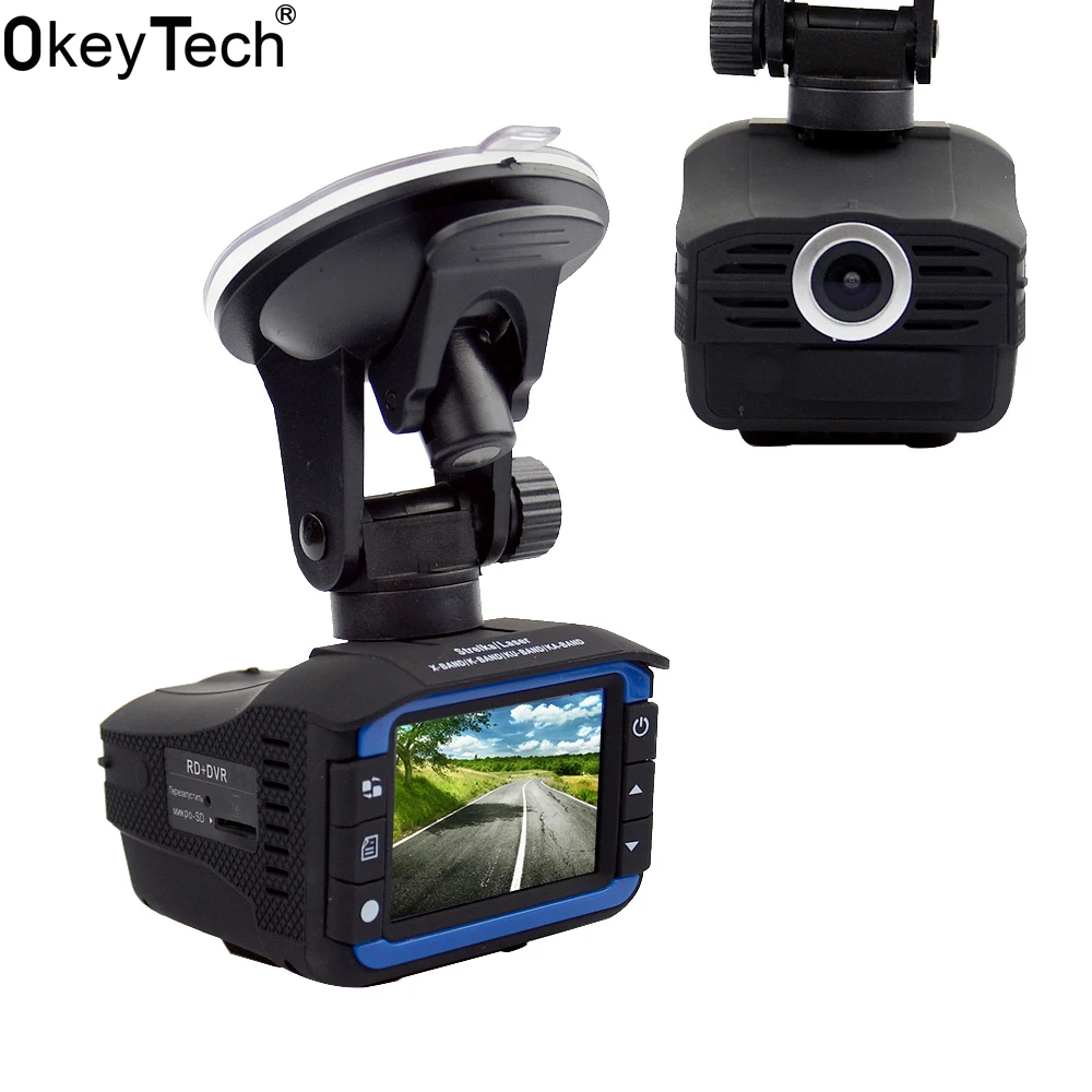 OkeyTech Best 2 в 1 антилазерный автомобильный радар-детектор g-сенсор DVR камера рекордер объектив 140 градусов HD 720P русская и английская версия