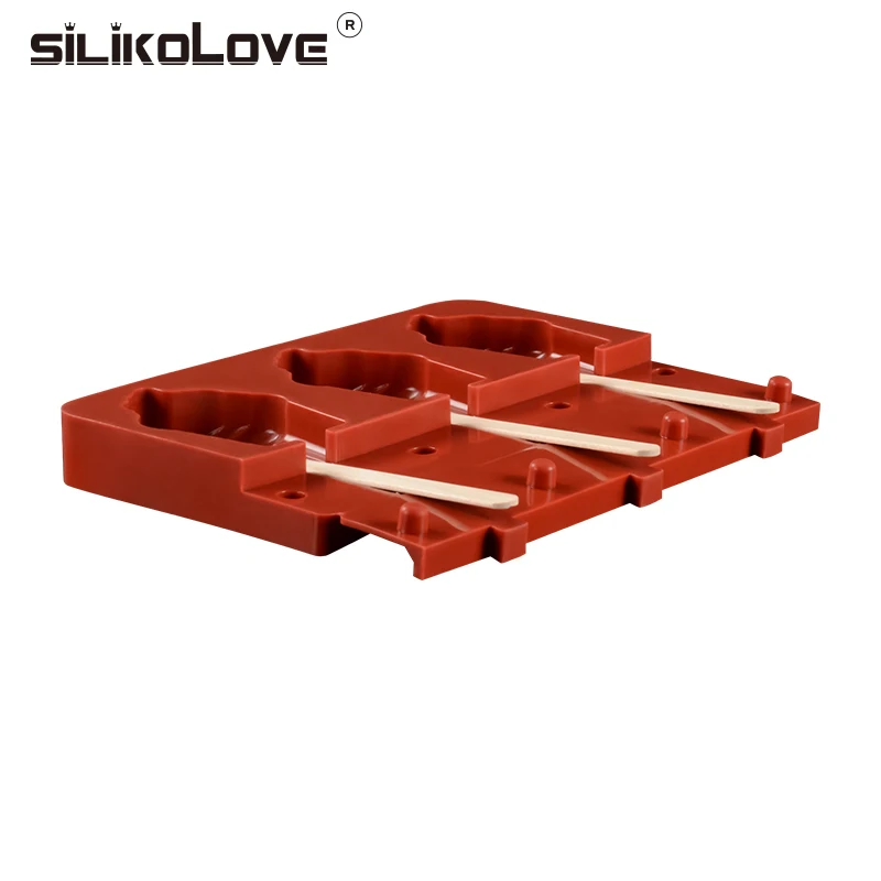 SILIKOLOVE силиконовая форма для изготовления мороженого формы торта DIY Kithchen домашние Формы Для Мороженого 3 полости с деревянными палочками безопасный антипригарный