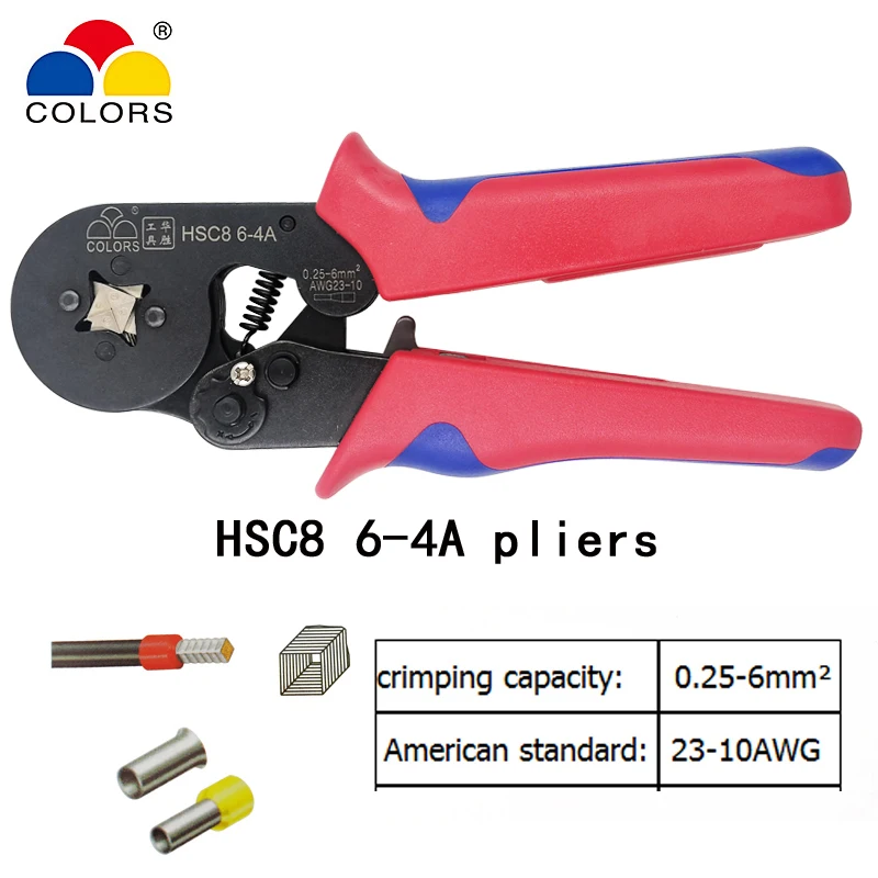 Цвета комплект HSC8 10 S/6-4/6-6 обжимные клещи Y1 зачистки кусачки 260 шт./кор. видеотерминал длинные штаны брендовый Детский Электрический набор инструментов - Цвет: HSC86-4A