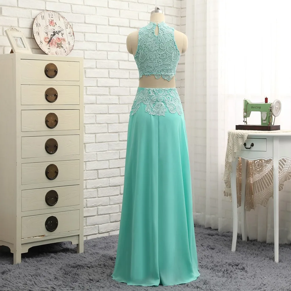 Шифоновое платье с высоким воротником мятно зеленого цвета|prom dresses|long promprom evening