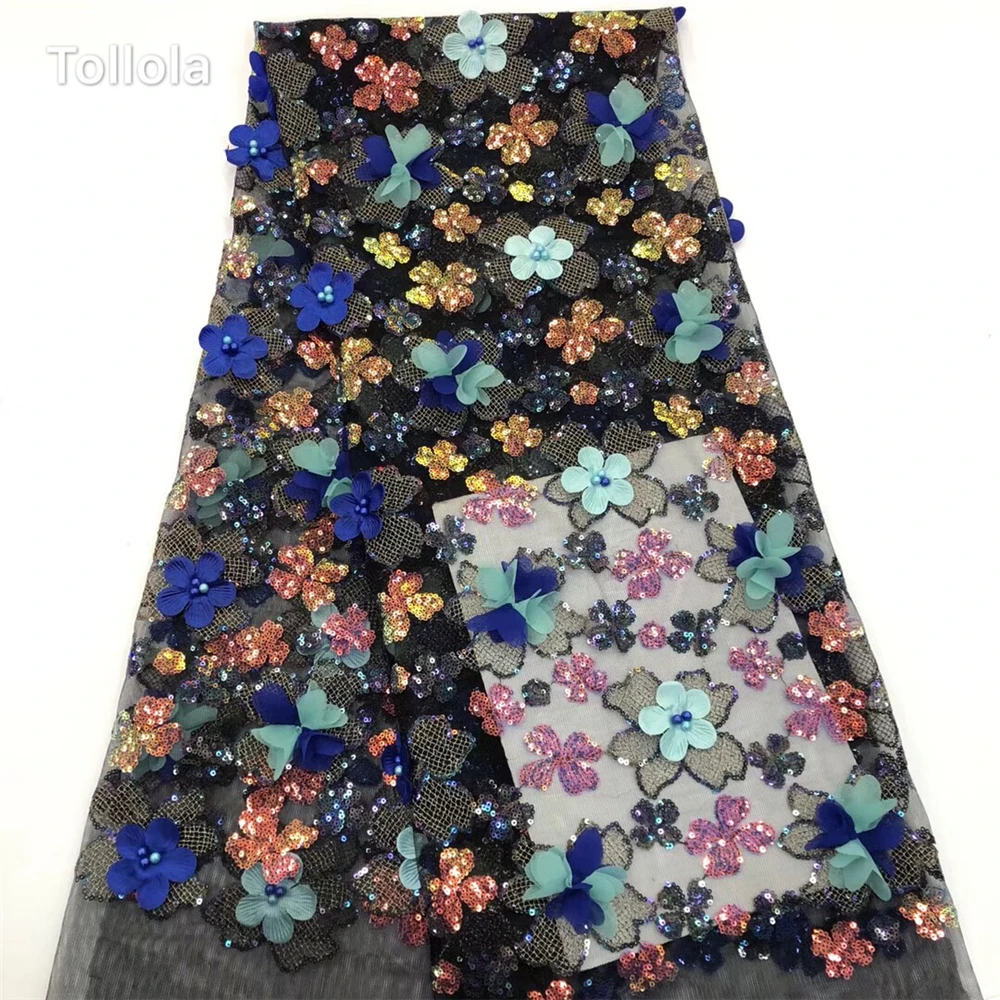Tollola 2019 нигерийская Высококачественная блестящая Свадебный кружевная ткань в