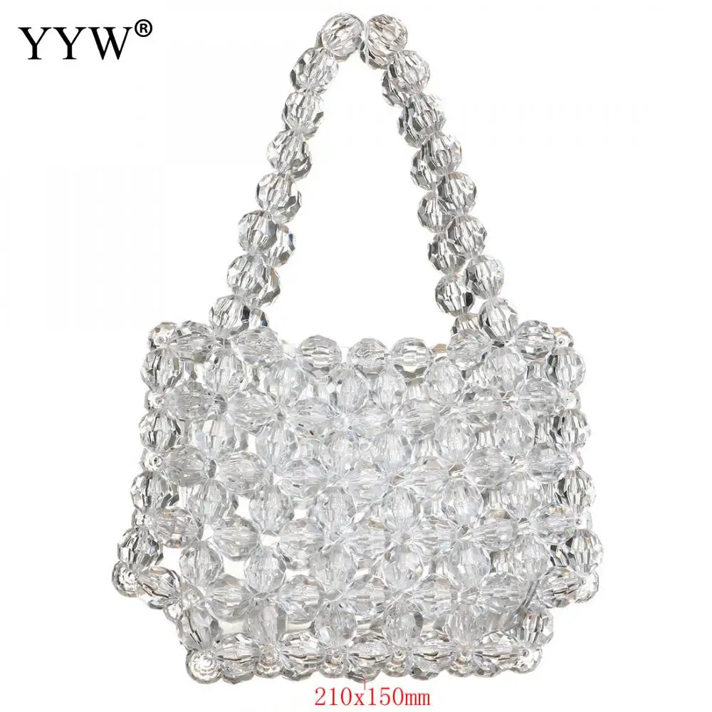 Женские прозрачные жемчужные сумочки ручной работы летние вечерние с прозрачной