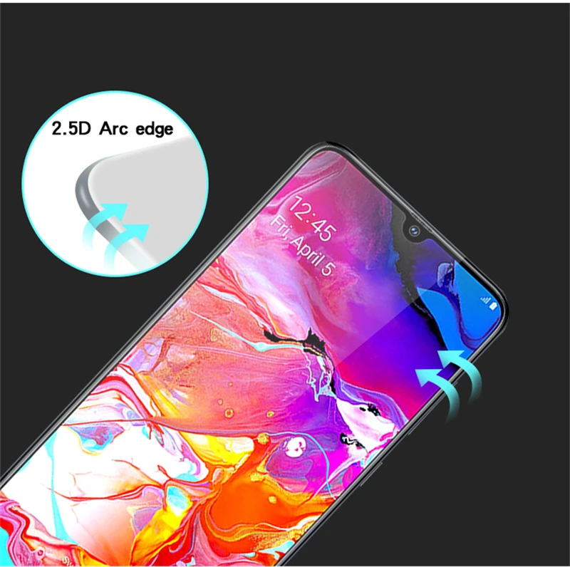 For Samsung Galaxy A70 Glass Screen Protector 2PCS Full Glue Cover Film for | Мобильные телефоны и аксессуары