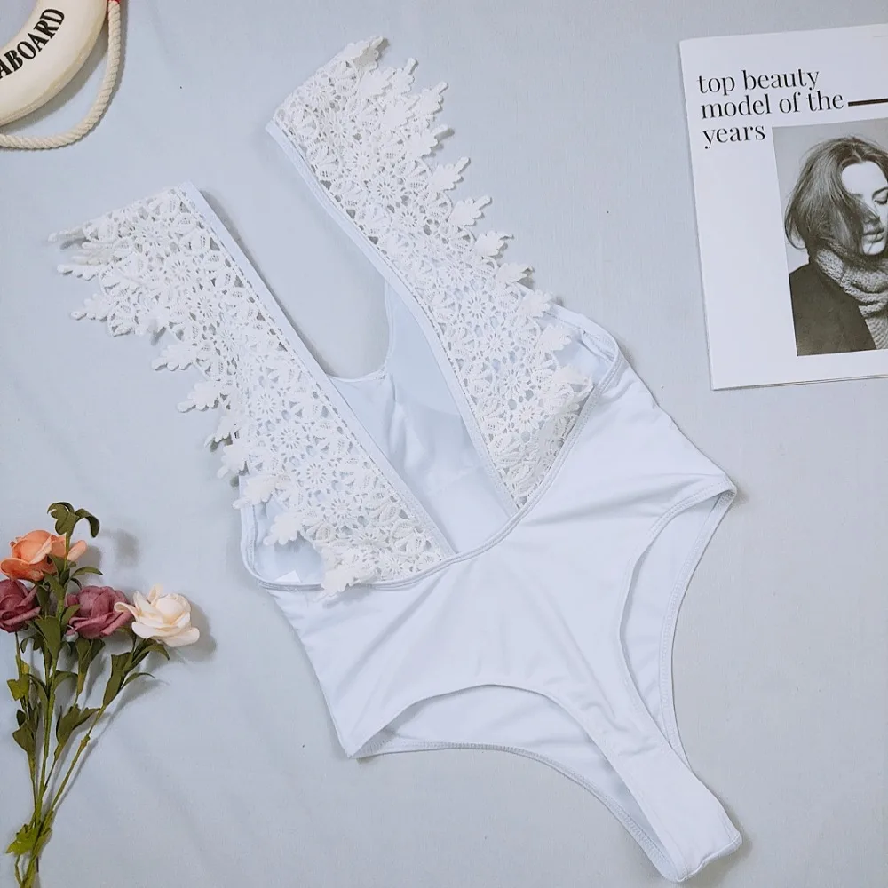 Лидер продаж 2019 Цельный купальник женское кружевное бикини с открытой спиной