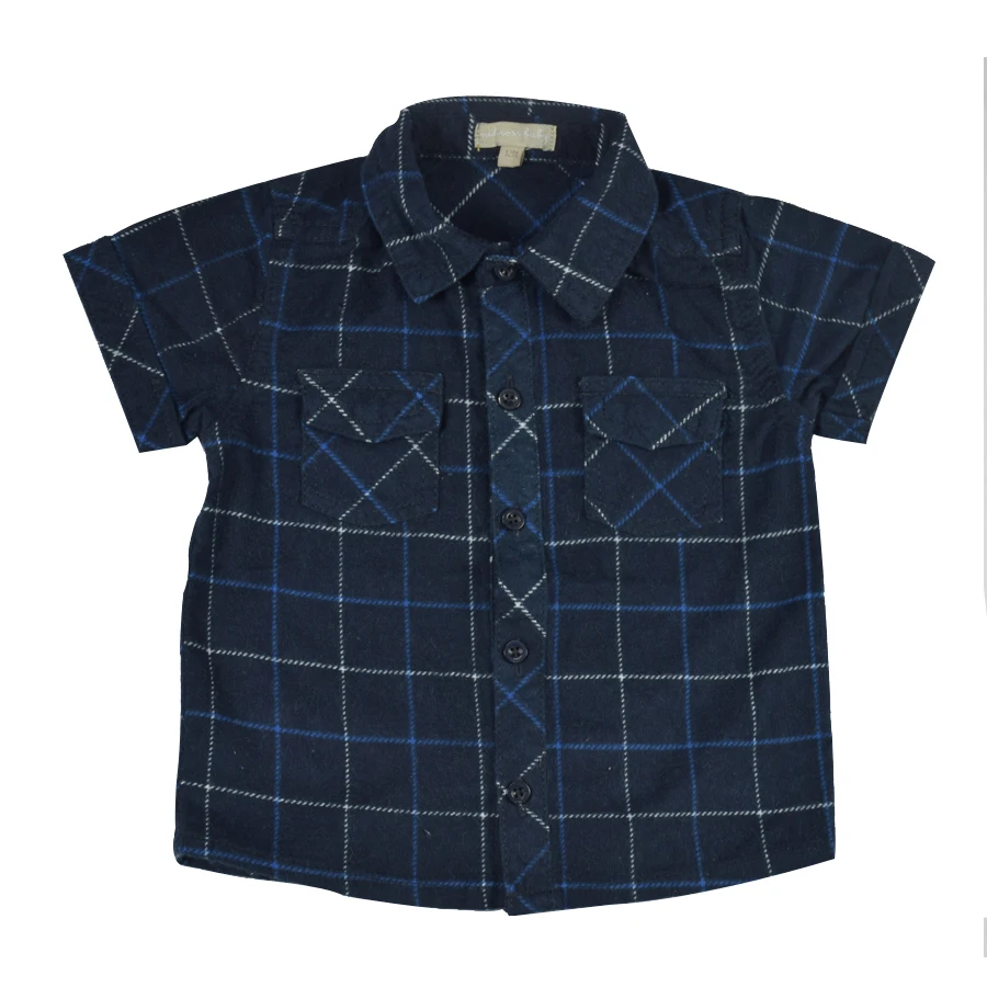 Infant Baby Boy Flannel Short Sleeve Shirt Plaid Pattern Turn Down Collar Single Breasted Newborn Bebe Soft Summer Clothes |