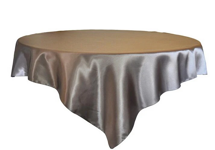 silver 1 шт. 145x145 см черная атласная Скатерть, двойной сшитый край, Скатерть для свадьбы, дома, рождественской вечеринки, украшение стола - Цвет: silver