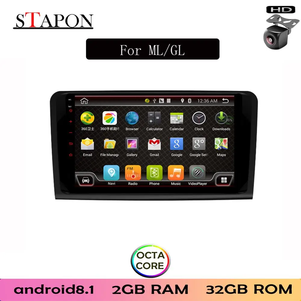 STAPON 9 дюймов для ML/GL Android8.1 2GBRAM Восьмиядерный автомобильный dvd плеер с RDS FM AM Wifi