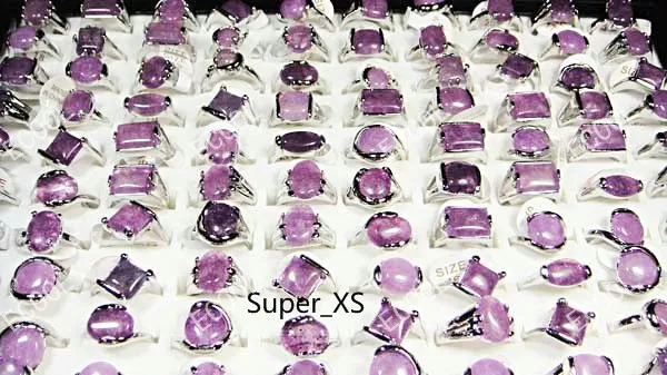 Fashion wholesale jewelry lots 20pcs silver plated &amp Amethyst stone rings free shipping | Украшения и аксессуары