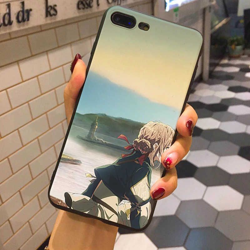 Аниме фиолетовый Evergarden новинка чехлы мягкий чехол для телефона iPhone 8 7 6 6S Plus X XS XR