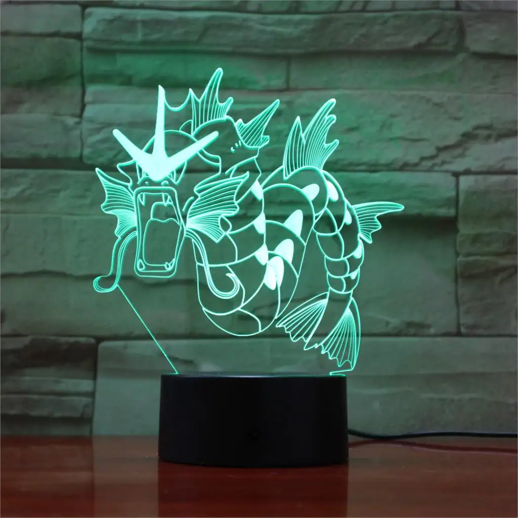 3D лампа Pokemon Gyarados 7 цветов Светодиодные ночные лампы для детей сенсорные