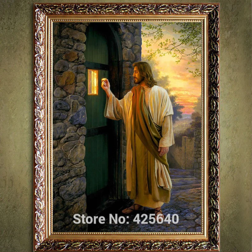 Картина из холста с принтом Jesus Chris постер распечаткой стучит в дверь и печать на