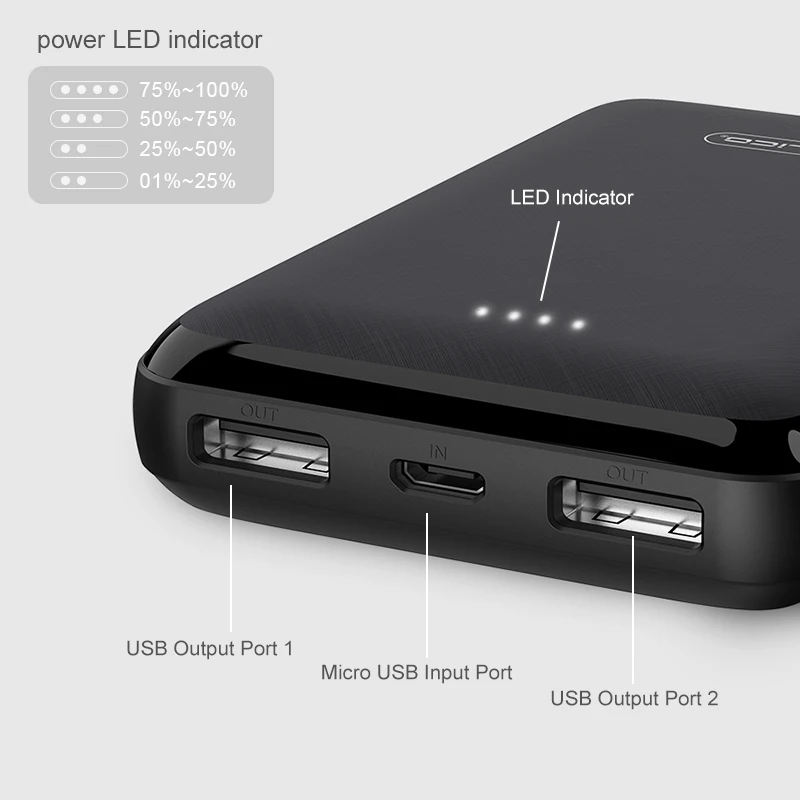 Портативный внешний аккумулятор с двумя USB портами 10000 мАч|Внешние аккумуляторы| |