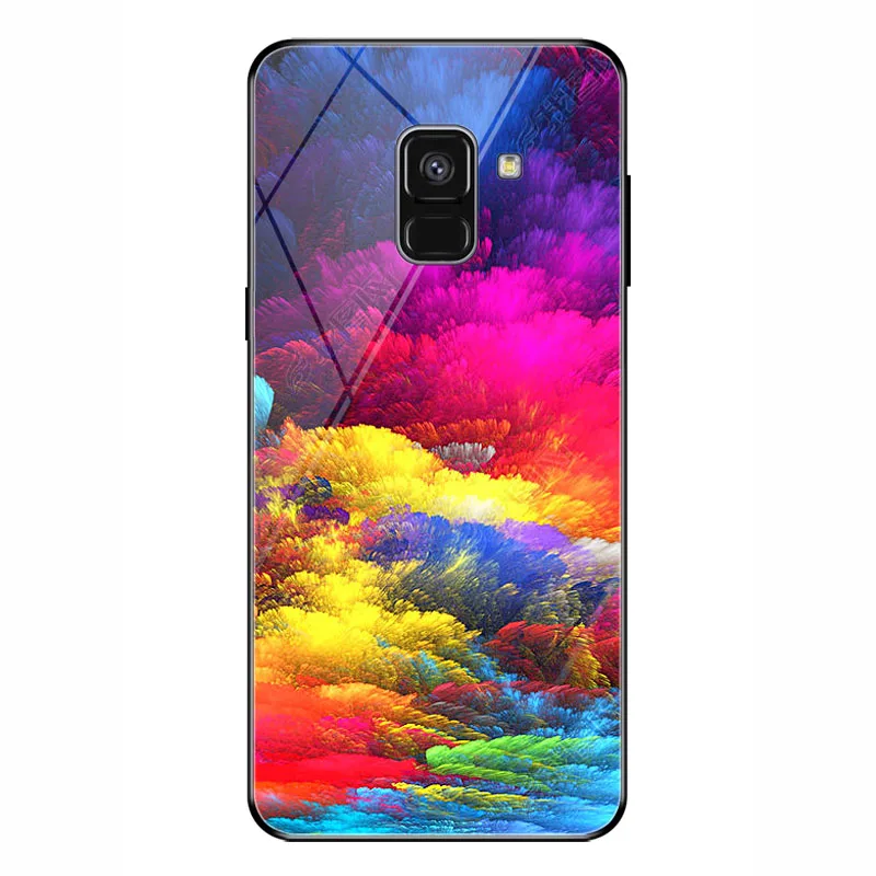 BLK-2 Звездное небо Футляр для телефона 5,6 дюйма для samsung Galaxy A5 A8 закаленное стекло чехол для samsung Galaxy A8 Plus 6,0" - Цвет: BLK-2