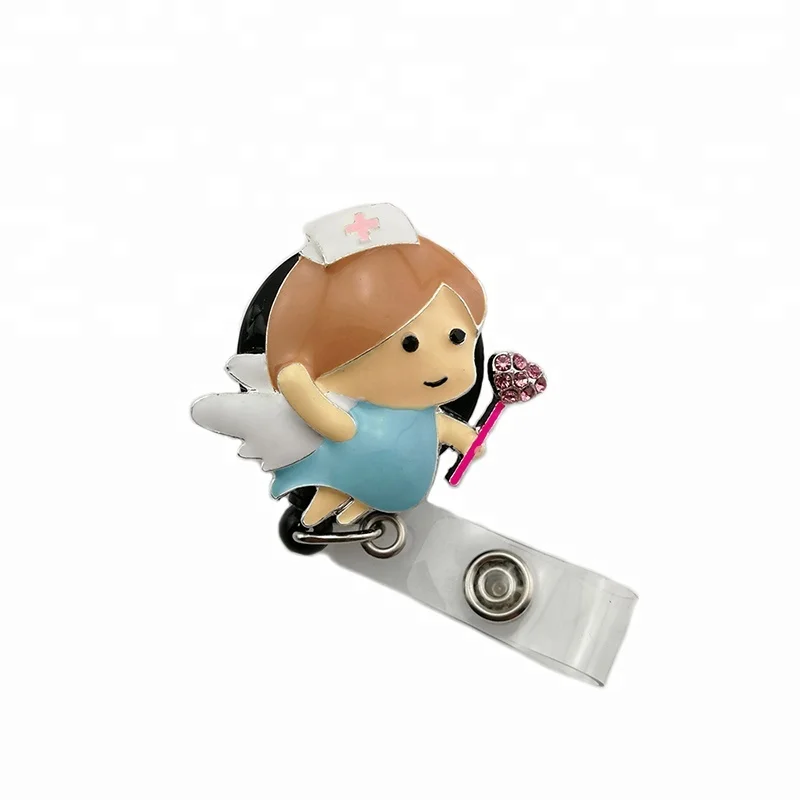 

10 шт./лот выдвижная катушка со стразами в форме ангела медсестры больницы/брошь ювелирные изделия/держатель для удостоверения личности